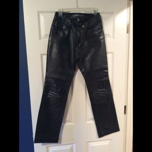 Kick ass black leather jean cut pants